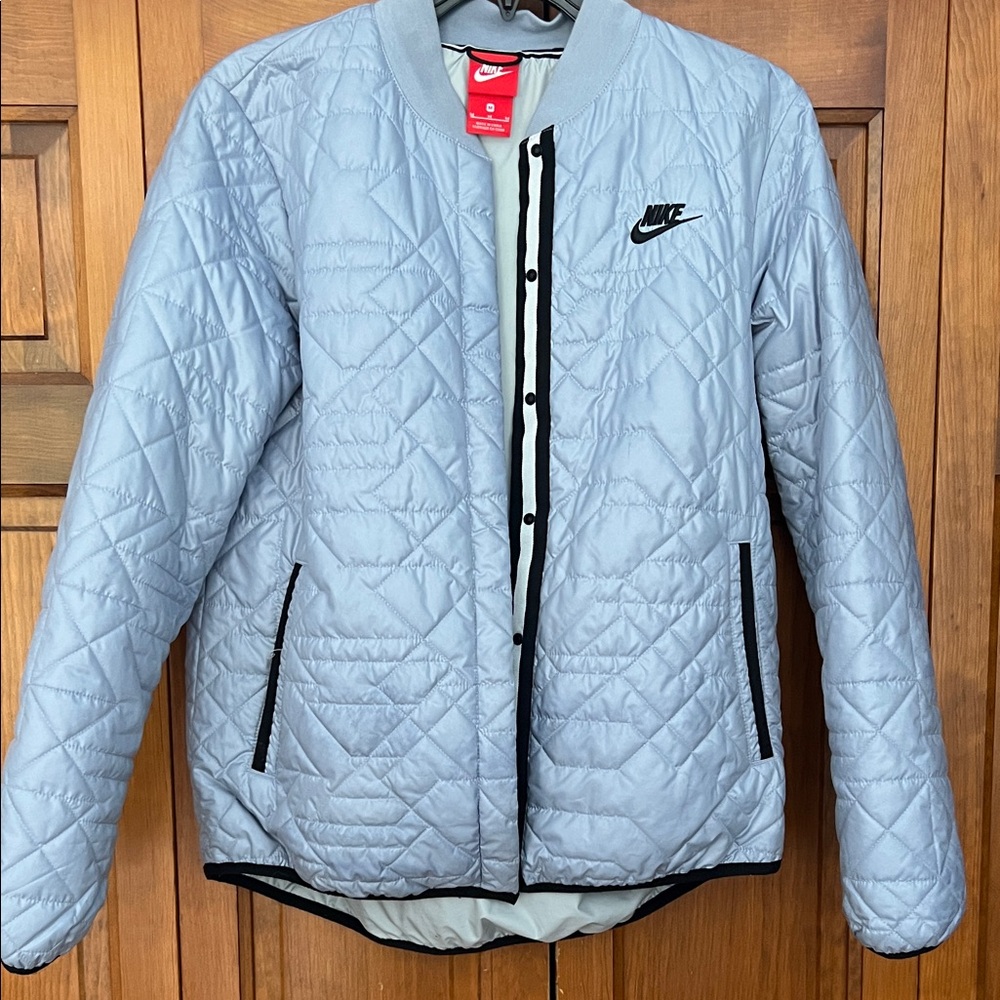 Nike Women's Light Blue Quilted Bomber Jacket